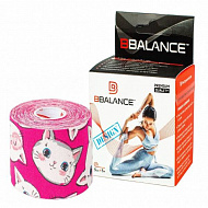 Кинезио тейп Bio Balance 5см х 5м смайлик котята розовый.