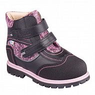 Ботинки ортопедические Твики с мехом для девочек TW-543 черный/розовый.